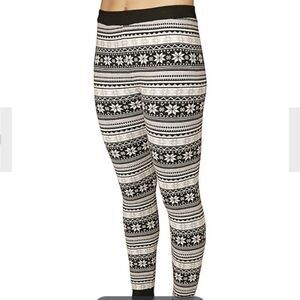 Hot Chillys Black Sweater Knit Snowflake Leggings XS